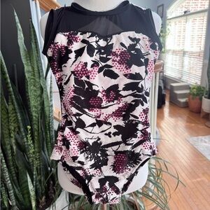 Floral Black and Pink Leotard